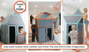 Kids building rockets, forts, castles, and more with the versatile Superspace Rectangles Add-On Pack