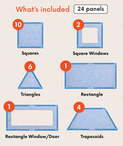 color:Blue | What's included in The Big Set Blue — 24 life-size giant magnetic tile panels and shapes
